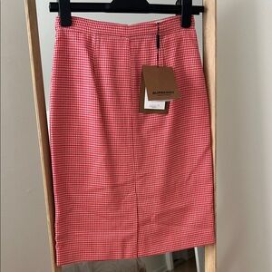 Burberry Red/Black Gingham Pencil Skirt